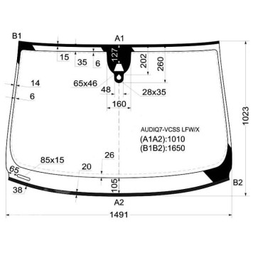 Стекло лобовое в клей AUDI Q7 2006- <b>XYG AUDIQ7-VCSS LFW/X</b>