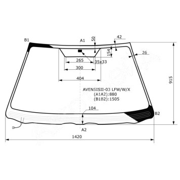 Стекло лобовое с обогревом щеток в клей TOYOTA AVENSIS II 03-09 <b>XYG AVENSISII-03 LFW/W/X</b>