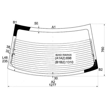 Стекло заднее с обогревом в клей MAZDA FAMILIA / 323 4D 98-04 <b>XYG B25D RW/H/X</b>