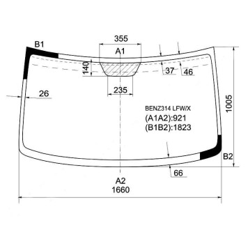 Стекло лобовое в клей MERCEDES BENZ SPRINTER (HGH) 1995- / VOLKSWAGEN LT28-48 <b>XYG BENZ314 LFW/X</b>