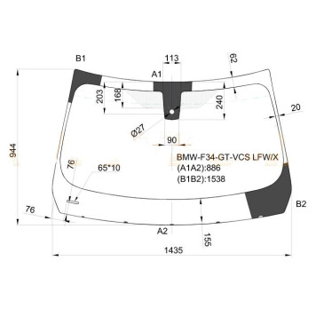 Стекло лобовое +дд в клей BMW 3-SERIES GT F34 5D HBK 13- <b>XYG BMW-F34-GT-VCS LFW/X</b>