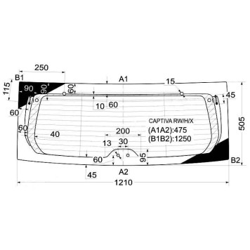 Стекло заднее (крышка багажника) с обогревом CHEVROLET CAPTIVA / WINSTORM / SATURN VUE 5D SUV 2006- <b>XYG CAPTIVA RW/H/X</b>