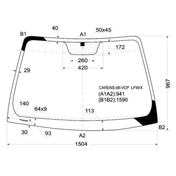 Стекло лобовое в клей KIA CARENS MPV 2007- <b>XYG CARENS-06-VCP LFW/X</b>