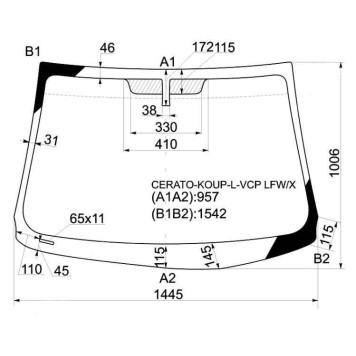 Стекло лобовое в клей KIA CERATO / FORTE KOUP 09- <b>XYG CERATO-KOUP-L-VCP LFW/X</b>
