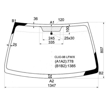 Стекло лобовое в клей RENAULT CLIO II SYMBOL 3D / 5D 98- (без дд) <b>XYG CLIO-98 LFW/X</b>
