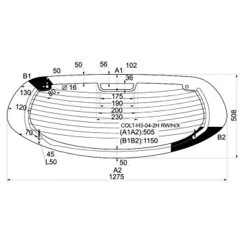 Стекло заднее (крышка багажника) с обогревом MITSUBISHI COLT 3D 2005- <b>XYG COLT-H3-04-2H RW/H/X</b>