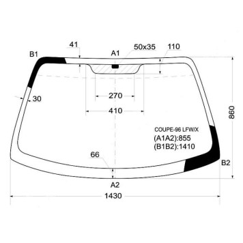 Стекло лобовое в клей HYUNDAI COUPE / TIBURON / TUSCANI 96-02 <b>XYG COUPE-96 LFW/X</b>