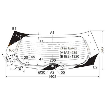 Стекло заднее (крышка багажника) с обогревом MAZDA PREMACY MINI VAN 98- <b>XYG CP8W RW/H/X</b>