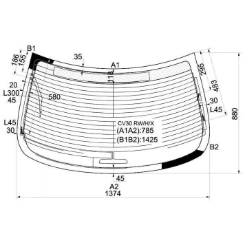 Стекло заднее с обогревом LEXUS ES300 / 330 / TOYOTA WINDOM 01-06 <b>XYG CV30 RW/H/X</b>