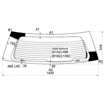 Стекло заднее (крышка багажника) с обогревом MAZDA 2 DEMIO 5D WAGON 2003- <b>XYG D350 RW/H/X</b>
