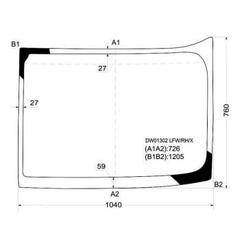 Стекло лобовое правая половинка FREIGHTLINER FLC / CORONADO / CENTURY CLASS C112 / C120 / COLUMBIA 97-04 <b>XYG DW01302 LFW/RH/X</b>