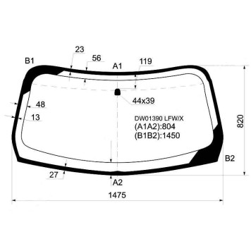 Стекло лобовое в клей CHRYSLER PT CRUISER HBK 00-10 <b>XYG DW01390 LFW/X</b>