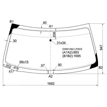 Стекло лобовое в клей FORD EXPEDITION / NAVIGATOR 4D UTILITY 2003- <b>XYG DW01482 LFW/X</b>