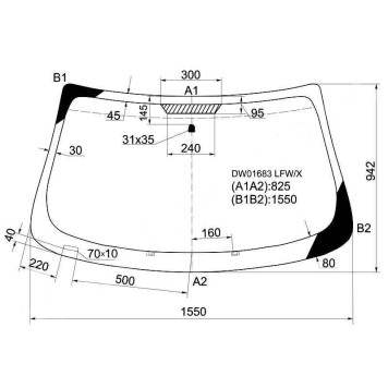 Стекло лобовое в клей CHRYSLER SEBRING / CIRRUS / DODGE AVENGER 4D SEDAN 2007- <b>XYG DW01683 LFW/X</b>