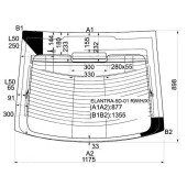 Стекло заднее (крышка багажника) с обогревом HYUNDAI ELANTRA / AVANTE HATCHBACK 01-06 <b>XYG ELANTRA-5D-01 RW/H/X</b>