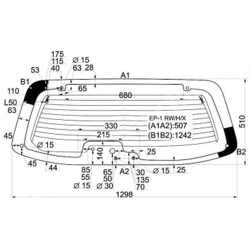 Стекло заднее (крышка багажника) с обогревом MAZDA TRIBUTE WAGON 01- (8 отверстий) <b>XYG EP-1 RW/H/X</b>