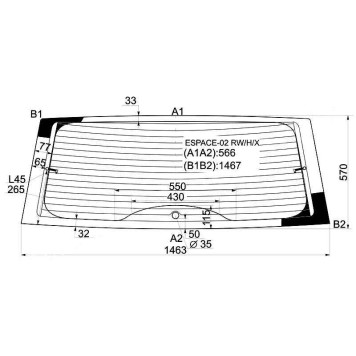 Стекло заднее (крышка багажника) с обогревом RENAULT ESPACE GRAND IV MPV 2002- <b>XYG ESPACE-02 RW/H/X</b>