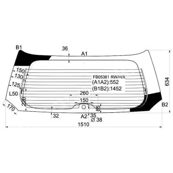 Стекло заднее (крышка багажника) с обогревом в клей SUBARU LEGACY 5D WGN 93-98 <b>XYG FB05361 RW/H/X</b>