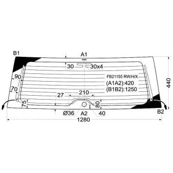 Стекло заднее (крышка багажника) с обогревом TOYOTA RAV4L 00-05 3 / 5D <b>XYG FB21155 RW/H/X</b>