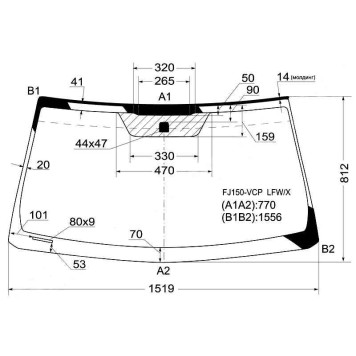 Стекло лобовое в клей TOYOTA LAND CRUISER PRADO / LEXUS GX460 2009- <b>XYG FJ150-VCP LFW/X</b>