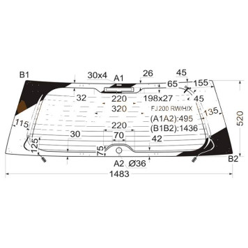 Стекло заднее (крышка багажника с отверстием) с обогревом TOYOTA LAND CRUISER 07- <b>XYG FJ200 RW/H/X</b>