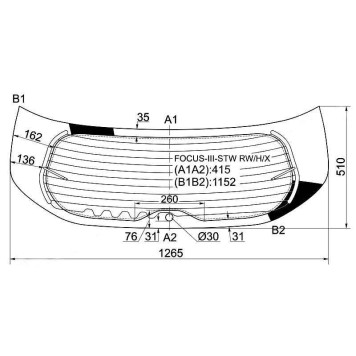Стекло заднее (крышка багажника) с обогревом в клей FORD FOCUS III 5D WGN 11- <b>XYG FOCUS-III-STW RW/H/X</b>