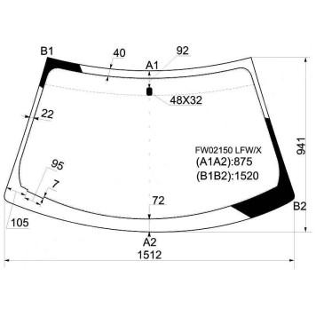Стекло лобовое в клей MITSUBISHI ECLIPSE 2D COUPE 2000- <b>XYG FW02150 LFW/X</b>