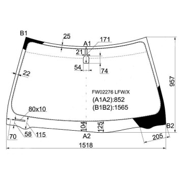 Стекло лобовое в клей LEXUS ES300 / 330 01-06 <b>XYG FW02276 LFW/X</b>