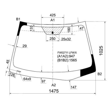Стекло лобовое в клей HYUNDAI ELANTRA / AVANTE 07- 4D 06- <b>XYG FW02711 LFW/X</b>