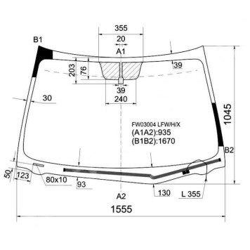Стекло лобовое с обогревом щеток в клей TOYOTA VENZA 08- <b>XYG FW03004 LFW/H/X</b>