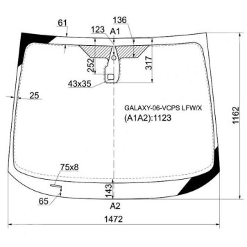 Стекло лобовое +дд в клей FORD GALAXY 06-15 <b>XYG GALAXY-06-VCPS LFW/X</b>