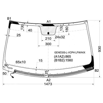 Стекло лобовое с обогревом щеток в клей HYUNDAI GENESIS 08- 4D <b>XYG GENESIS-L-VCPH LFW/H/X</b>