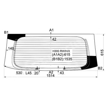Стекло заднее (крышка багажника) с обогревом HYUNDAI H1-STAREX 07- <b>XYG H300 RW/H/X</b>