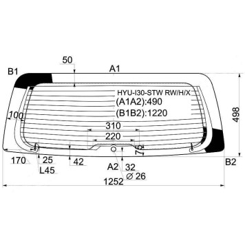 Стекло заднее (крышка багажника) с обогревом в клей HYUNDAI I30 5D WGN 07-11 <b>XYG HYU-I30-STW RW/H/X</b>