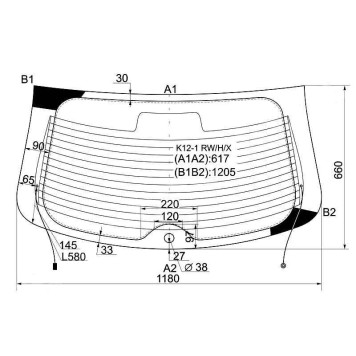 Стекло заднее (крышка багажника) с обогревом NISSAN MICRA / MARCH 02-10 3 / 5D с отв <b>XYG K12-1 RW/H/X</b>