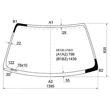 Стекло лобовое в клей TOYOTA COROLLA 4D / SPRINTER CARIB W 95-02 <b>XYG KE120 LFW/X</b>
