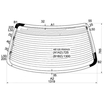 Стекло заднее с обогревом TOYOTA COROLLA 4D SEDAN 95-00 <b>XYG KE120 RW/H/X</b>