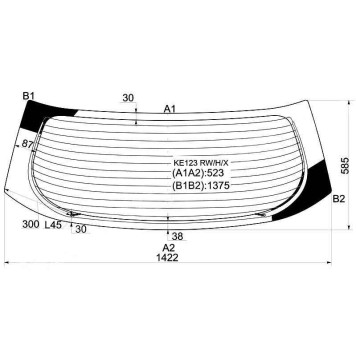 Стекло заднее (крышка багажника) с обогревом TOYOTA COROLLA RUNX / ALLEX ZZE123 HATCHBACK 2001- <b>XYG KE123 RW/H/X</b>