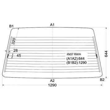 Стекло заднее (крышка багажника) с обогревом TOYOTA LITEACE KM37 VAN 1985- (HI-ROOF) <b>XYG KM37 RW/H</b>