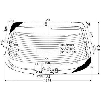 Стекло заднее (крышка багажника) с обогревом NISSAN SKYLINE 98-02 2D <b>XYG KR34 RW/H/X</b>
