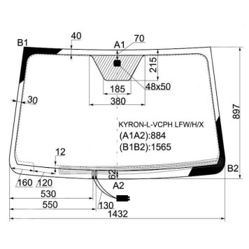 Стекло лобовое с обогревом щеток в клей SSANGYONG KYRON 05-\ACTYON / ACTYON SPORT 05- <b>XYG KYRON-L-VCPH LFW/H/X</b>