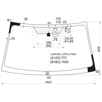 Стекло лобовое в клей MITSUBISHI TRITON / L200 2006- / PAJERO / MONTERO SPORT 2008- <b>XYG L200-06-L-CPS LFW/X</b>