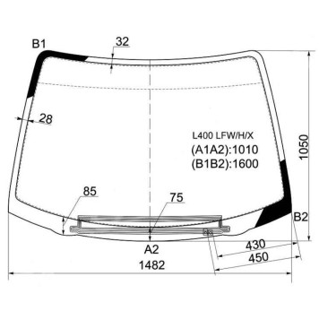 Стекло лобовое с обогревом щеток в клей MITSUBISHI DELICA VAN WAGON 1994- <b>XYG L400 LFW/H/X</b>