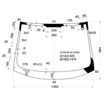Стекло лобовое в клей SEAT LEON 2005- <b>XYG LEON-05-VS LFW/X</b>