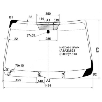 Стекло лобовое в клей MAZDA 6 2002-2007 4 / 5D HBK / WGN <b>XYG MAZDA6-L LFW/X</b>
