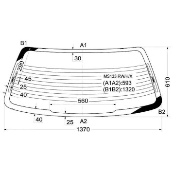 Стекло заднее с обогревом TOYOTA CROWN MS300 / 310 4D SEDAN 1991-1995 <b>XYG MS133 RW/H/X</b>