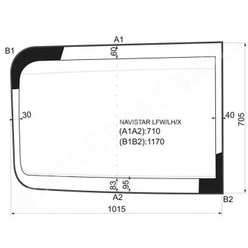 Стекло лобовое левая половинка NAVISTAR / INTERNATIONAL 5000 2 DOOR CONVENTIONAL CAB 2000-2006 <b>XYG NAVISTAR LFW/LH/X</b>