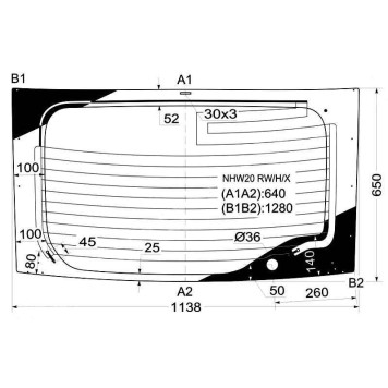 Стекло заднее (крышка багажника) с обогревом TOYOTA PRIUS II 5D (основное стекло) 2004- <b>XYG NHW20 RW/H/X</b>
