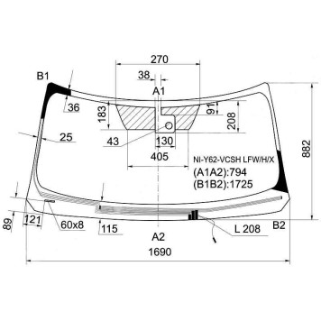 Стекло лобовое с обогревом щеток в клей NISSAN PATROL / INFINITI QX56 10- <b>XYG NI-Y62-VCSH LFW/H/X</b>