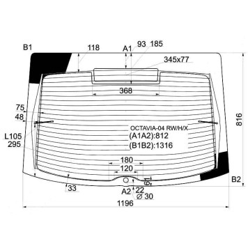 Стекло заднее (крышка багажника) с обогревом SKODA OCTAVIA II 04- 5D LBK <b>XYG OCTAVIA-04 RW/H/X</b>